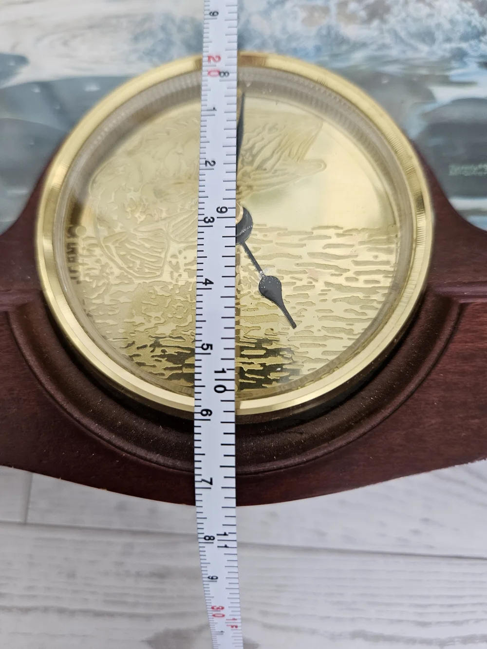 Danbury Mint The Prized Catch Wood Clock Bass Fishing Decor Vintage